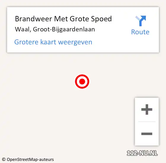 Locatie op kaart van de 112 melding: Brandweer Met Grote Spoed Naar Waal, Groot-Bijgaardenlaan op 19 maart 2017 10:46