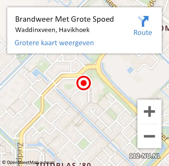 Locatie op kaart van de 112 melding: Brandweer Met Grote Spoed Naar Waddinxveen, Havikhoek op 19 maart 2017 11:10