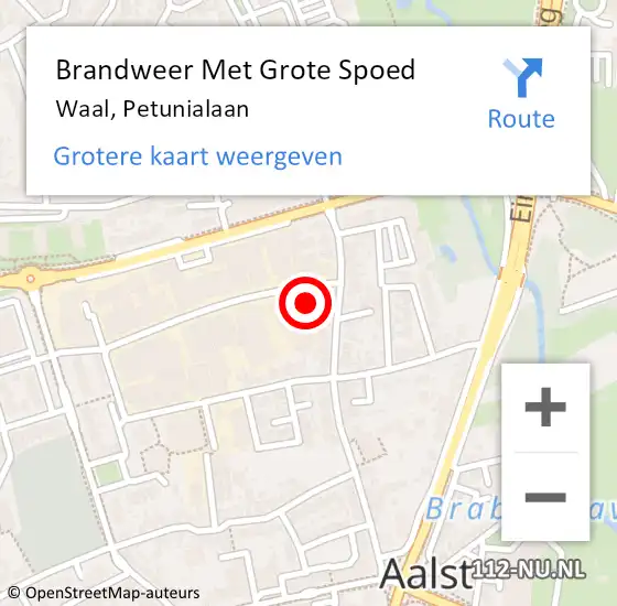 Locatie op kaart van de 112 melding: Brandweer Met Grote Spoed Naar Waal, Petunialaan op 19 maart 2017 11:13