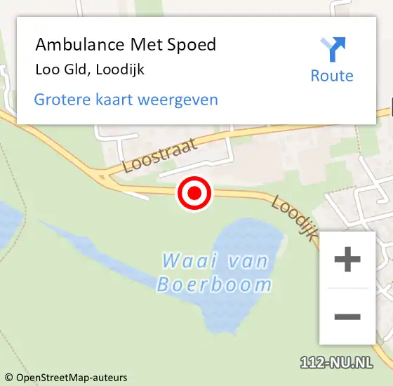 Locatie op kaart van de 112 melding: Ambulance Met Spoed Naar Loo Gld, Loodijk op 19 maart 2017 11:28