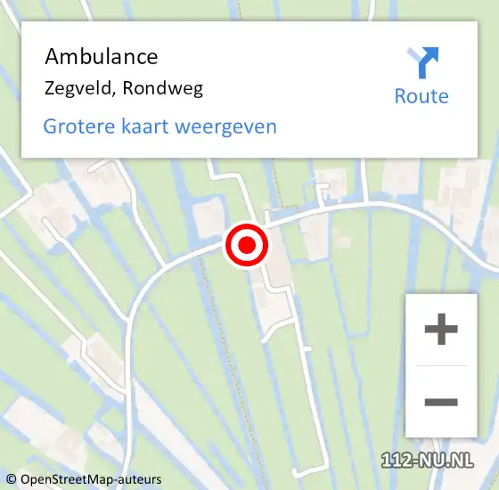 Locatie op kaart van de 112 melding: Ambulance Zegveld, Rondweg op 19 maart 2017 12:05