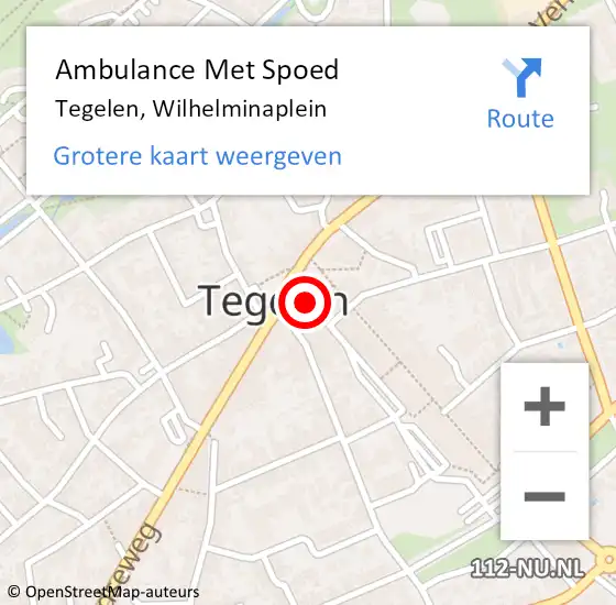 Locatie op kaart van de 112 melding: Ambulance Met Spoed Naar Tegelen, Wilhelminaplein op 19 maart 2017 12:07