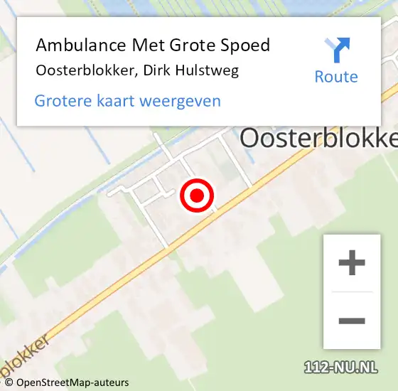 Locatie op kaart van de 112 melding: Ambulance Met Grote Spoed Naar Oosterblokker, Dirk Hulstweg op 19 maart 2017 12:28