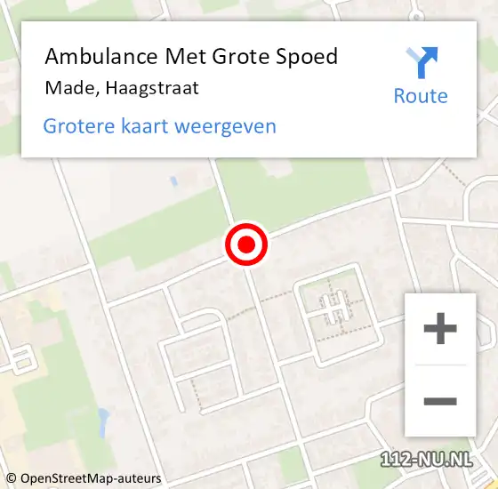 Locatie op kaart van de 112 melding: Ambulance Met Grote Spoed Naar Made, Haagstraat op 19 maart 2017 12:32