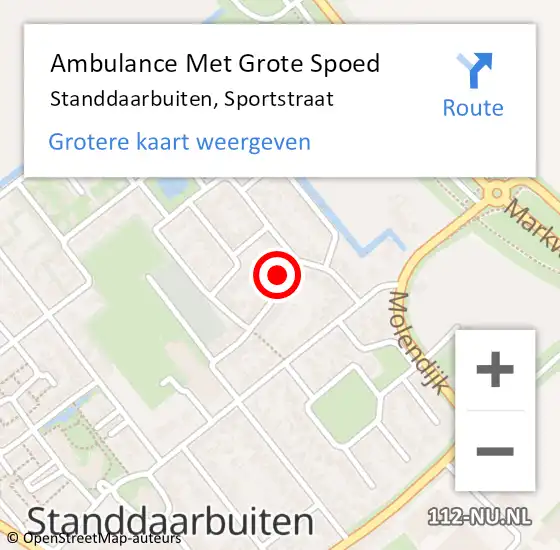 Locatie op kaart van de 112 melding: Ambulance Met Grote Spoed Naar Standdaarbuiten, Sportstraat op 19 maart 2017 12:48