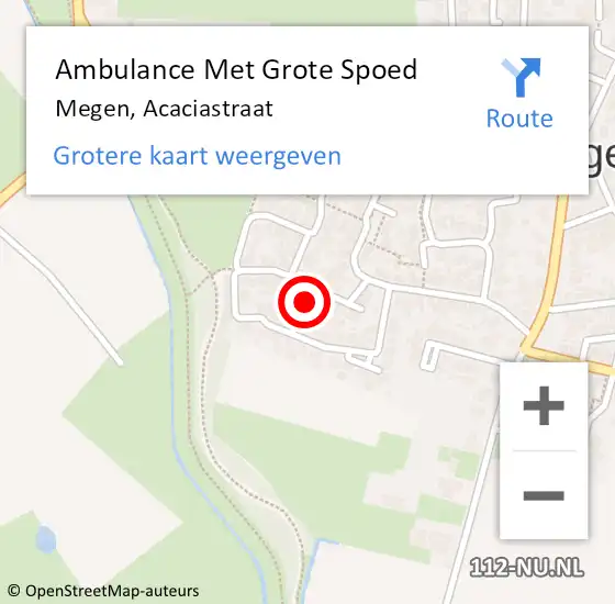 Locatie op kaart van de 112 melding: Ambulance Met Grote Spoed Naar Megen, Acaciastraat op 19 maart 2017 13:15