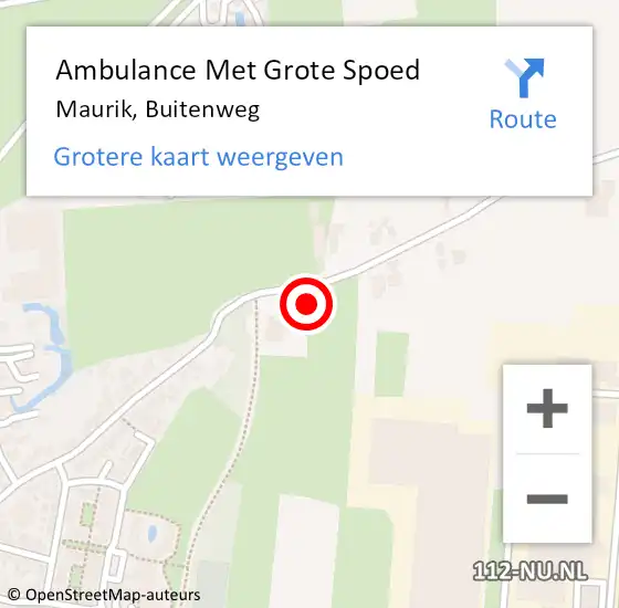 Locatie op kaart van de 112 melding: Ambulance Met Grote Spoed Naar Maurik, Buitenweg op 19 maart 2017 13:35