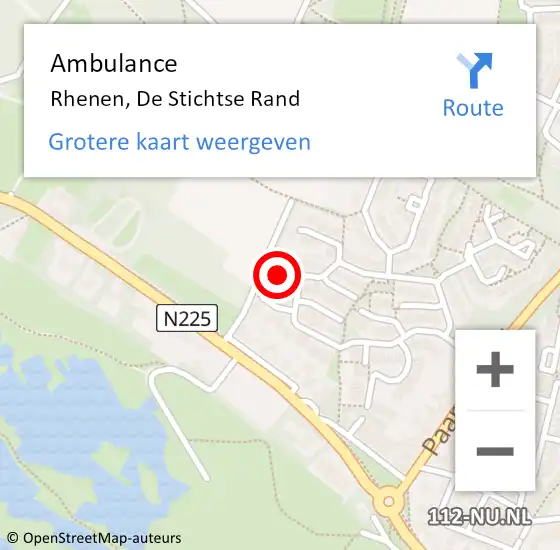 Locatie op kaart van de 112 melding: Ambulance Rhenen, De Stichtse Rand op 19 maart 2017 13:40