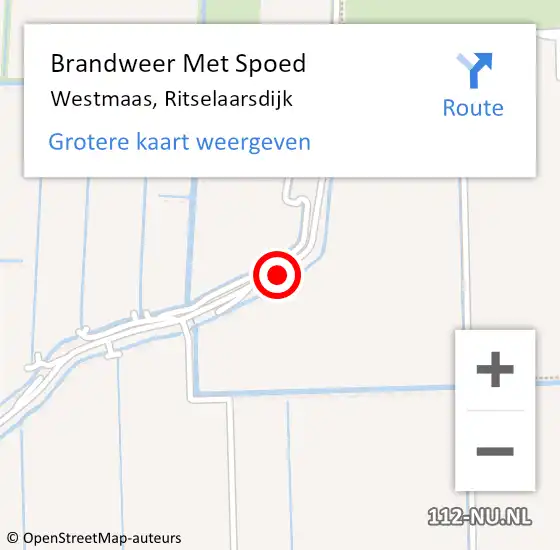 Locatie op kaart van de 112 melding: Brandweer Met Spoed Naar Westmaas, Ritselaarsdijk op 19 maart 2017 13:42