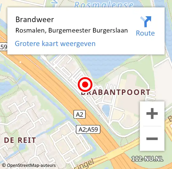 Locatie op kaart van de 112 melding: Brandweer Rosmalen, Burgemeester Burgerslaan op 19 maart 2017 14:38