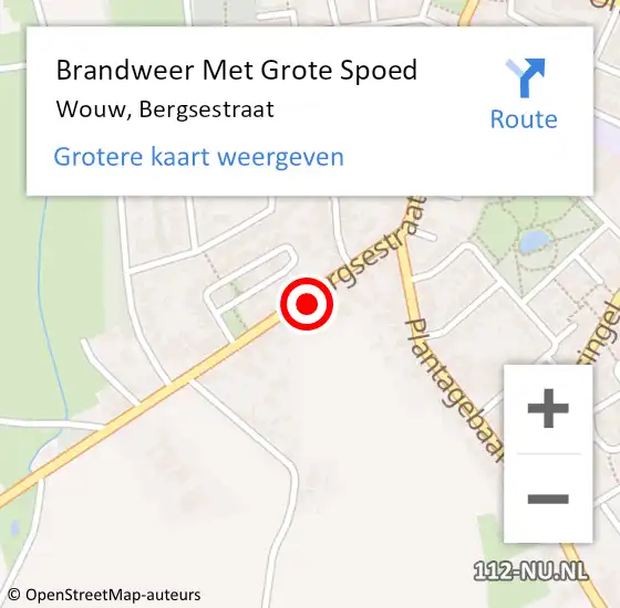 Locatie op kaart van de 112 melding: Brandweer Met Grote Spoed Naar Wouw, Bergsestraat op 19 maart 2017 14:54