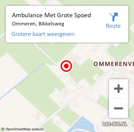 Locatie op kaart van de 112 melding: Ambulance Met Grote Spoed Naar Ommeren, Bikkelsweg op 19 maart 2017 15:29