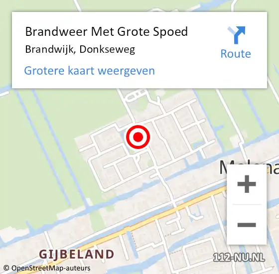 Locatie op kaart van de 112 melding: Brandweer Met Grote Spoed Naar Brandwijk, Donkseweg op 19 maart 2017 15:42