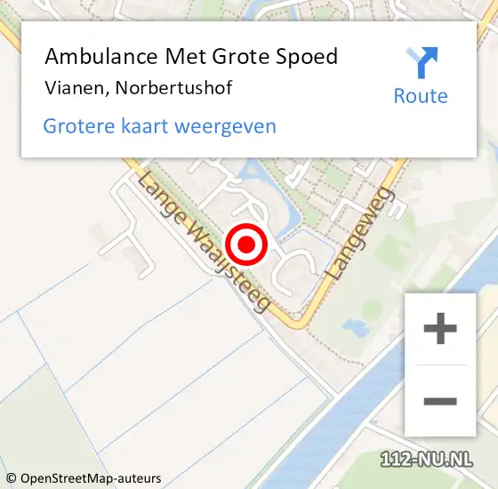 Locatie op kaart van de 112 melding: Ambulance Met Grote Spoed Naar Vianen, Norbertushof op 19 maart 2017 16:16