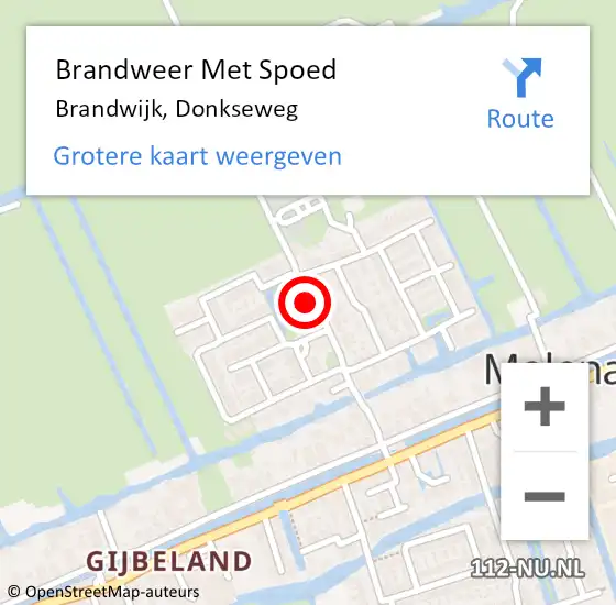 Locatie op kaart van de 112 melding: Brandweer Met Spoed Naar Brandwijk, Donkseweg op 19 maart 2017 16:22