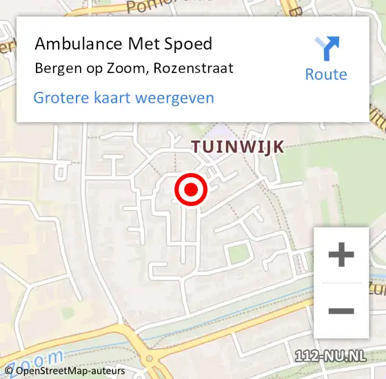 Locatie op kaart van de 112 melding: Ambulance Met Spoed Naar Bergen op Zoom, Rozenstraat op 19 maart 2017 17:26