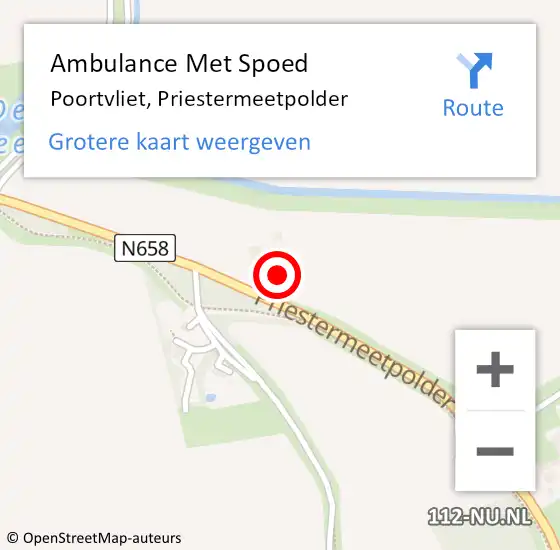 Locatie op kaart van de 112 melding: Ambulance Met Spoed Naar Poortvliet, Priestermeetpolder op 19 maart 2017 18:25