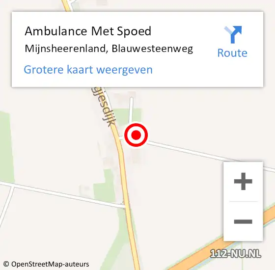 Locatie op kaart van de 112 melding: Ambulance Met Spoed Naar Mijnsheerenland, Blauwesteenweg op 19 maart 2017 18:53