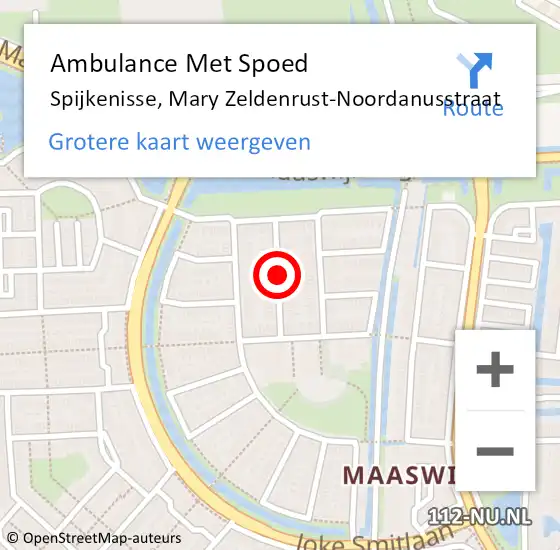 Locatie op kaart van de 112 melding: Ambulance Met Spoed Naar Spijkenisse, Mary Zeldenrust-Noordanusstraat op 19 maart 2017 19:11