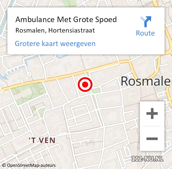 Locatie op kaart van de 112 melding: Ambulance Met Grote Spoed Naar Rosmalen, Hortensiastraat op 19 maart 2017 19:20