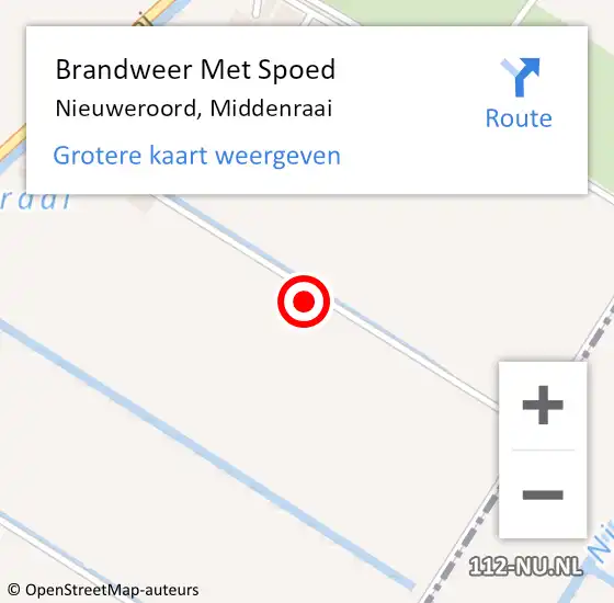 Locatie op kaart van de 112 melding: Brandweer Met Spoed Naar Nieuweroord, Middenraai op 19 maart 2017 19:37