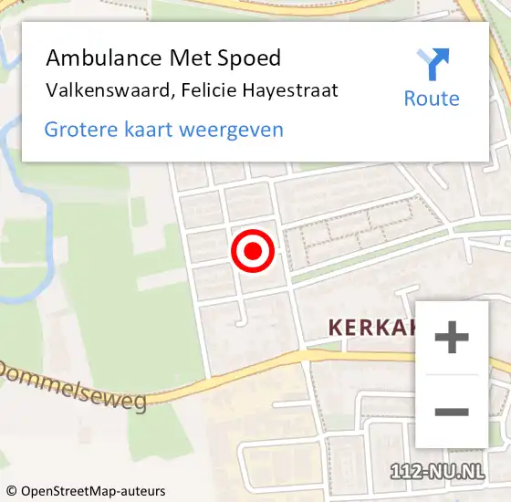 Locatie op kaart van de 112 melding: Ambulance Met Spoed Naar Valkenswaard, Felicie Hayestraat op 19 maart 2017 19:40