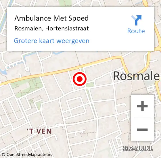 Locatie op kaart van de 112 melding: Ambulance Met Spoed Naar Rosmalen, Hortensiastraat op 19 maart 2017 19:42