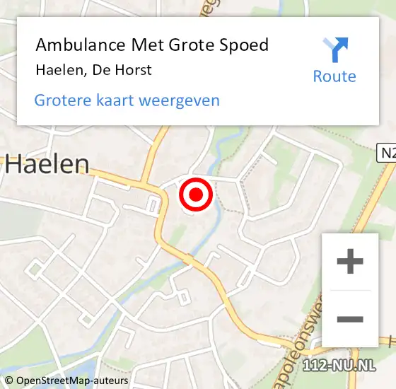 Locatie op kaart van de 112 melding: Ambulance Met Grote Spoed Naar Haelen, De Horst op 19 maart 2017 19:51