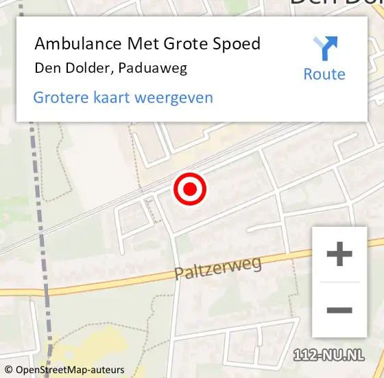 Locatie op kaart van de 112 melding: Ambulance Met Grote Spoed Naar Den Dolder, Paduaweg op 19 maart 2017 19:52