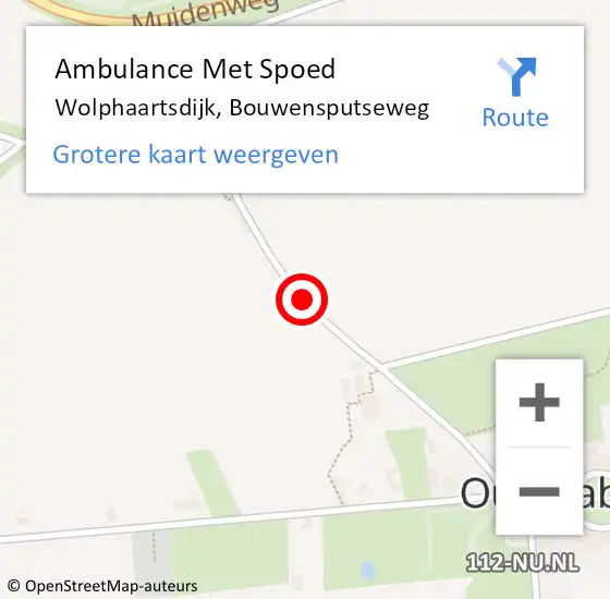 Locatie op kaart van de 112 melding: Ambulance Met Spoed Naar Wolphaartsdijk, Bouwensputseweg op 19 maart 2017 20:11