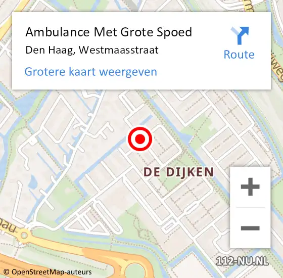 Locatie op kaart van de 112 melding: Ambulance Met Grote Spoed Naar Den Haag, Westmaasstraat op 19 maart 2017 20:24