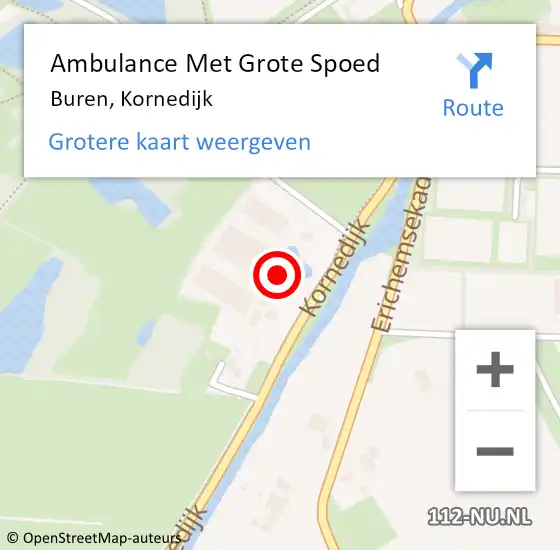 Locatie op kaart van de 112 melding: Ambulance Met Grote Spoed Naar Buren, Kornedijk op 14 januari 2014 12:41