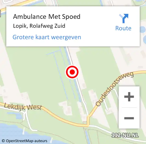 Locatie op kaart van de 112 melding: Ambulance Met Spoed Naar Lopik, Rolafweg Zuid op 19 maart 2017 20:31