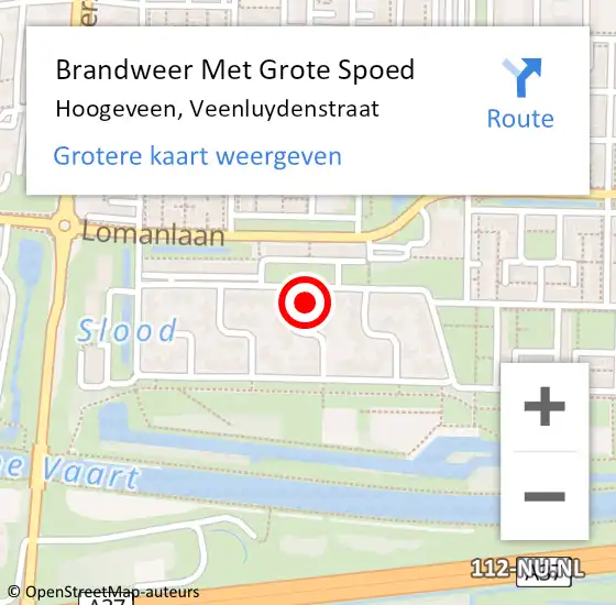 Locatie op kaart van de 112 melding: Brandweer Met Grote Spoed Naar Hoogeveen, Veenluydenstraat op 19 maart 2017 20:54