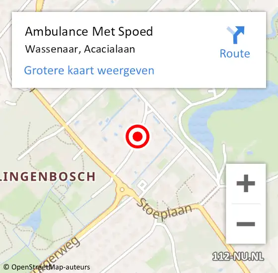 Locatie op kaart van de 112 melding: Ambulance Met Spoed Naar Wassenaar, Acacialaan op 19 maart 2017 21:26