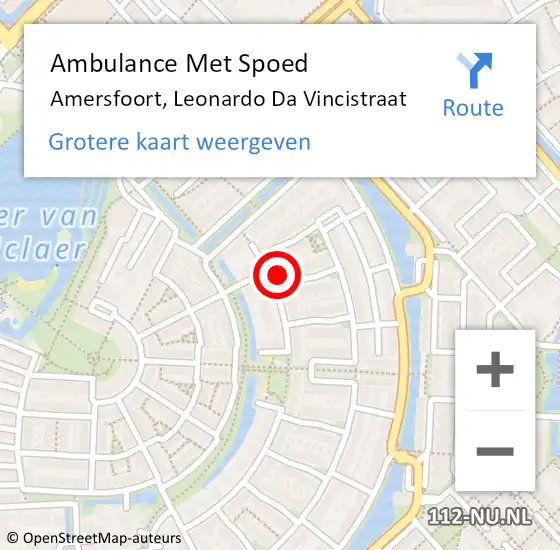 Locatie op kaart van de 112 melding: Ambulance Met Spoed Naar Amersfoort, Leonardo Da Vincistraat op 19 maart 2017 23:15
