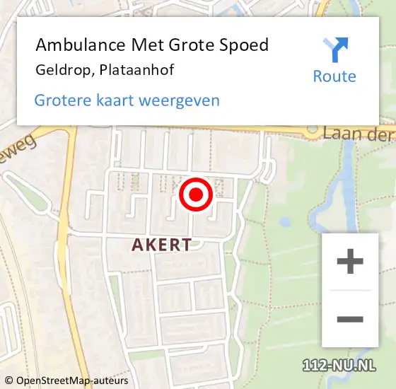 Locatie op kaart van de 112 melding: Ambulance Met Grote Spoed Naar Geldrop, Plataanhof op 20 maart 2017 00:17