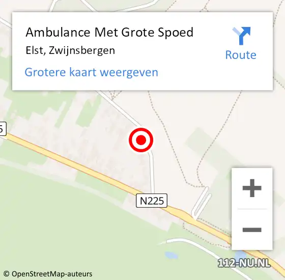 Locatie op kaart van de 112 melding: Ambulance Met Grote Spoed Naar Elst, Zwijnsbergen op 20 maart 2017 00:20