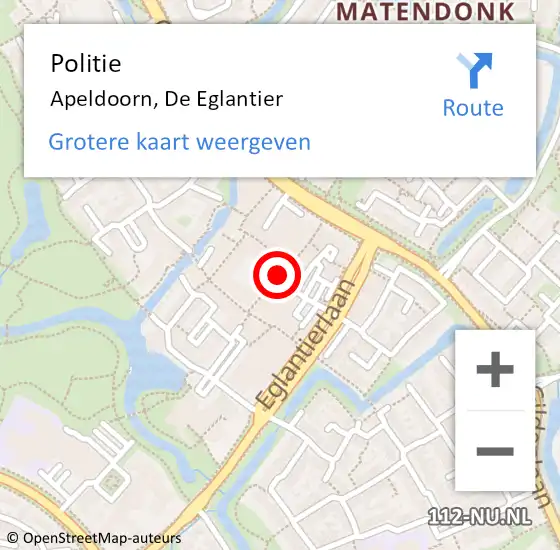 Locatie op kaart van de 112 melding: Politie Apeldoorn, De Eglantier op 20 maart 2017 00:28