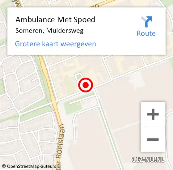 Locatie op kaart van de 112 melding: Ambulance Met Spoed Naar Someren, Muldersweg op 20 maart 2017 01:31