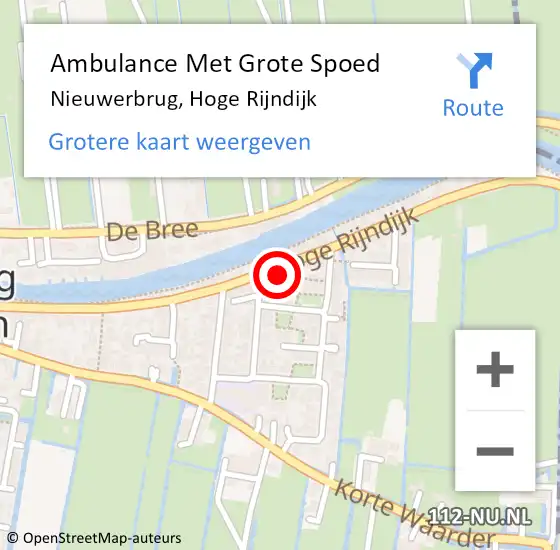 Locatie op kaart van de 112 melding: Ambulance Met Grote Spoed Naar Nieuwerbrug, Hoge Rijndijk op 20 maart 2017 03:35