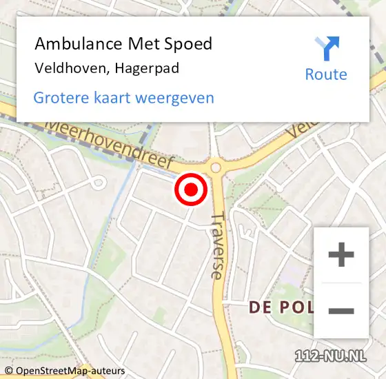 Locatie op kaart van de 112 melding: Ambulance Met Spoed Naar Veldhoven, Hagerpad op 20 maart 2017 03:41