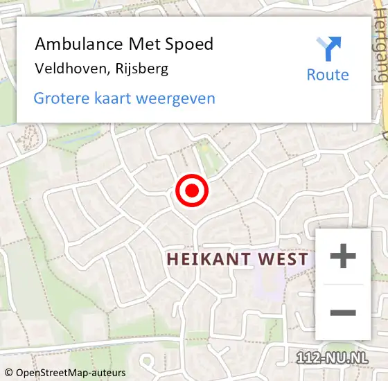 Locatie op kaart van de 112 melding: Ambulance Met Spoed Naar Veldhoven, Rijsberg op 20 maart 2017 04:59