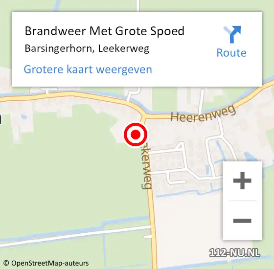 Locatie op kaart van de 112 melding: Brandweer Met Grote Spoed Naar Barsingerhorn, Leekerweg op 20 maart 2017 05:34