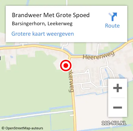 Locatie op kaart van de 112 melding: Brandweer Met Grote Spoed Naar Barsingerhorn, Leekerweg op 20 maart 2017 05:35