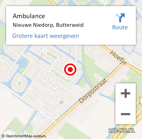 Locatie op kaart van de 112 melding: Ambulance Nieuwe Niedorp, Butterweid op 20 maart 2017 05:40