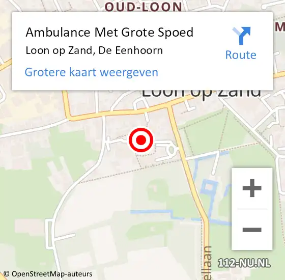 Locatie op kaart van de 112 melding: Ambulance Met Grote Spoed Naar Loon op Zand, De Eenhoorn op 20 maart 2017 06:17