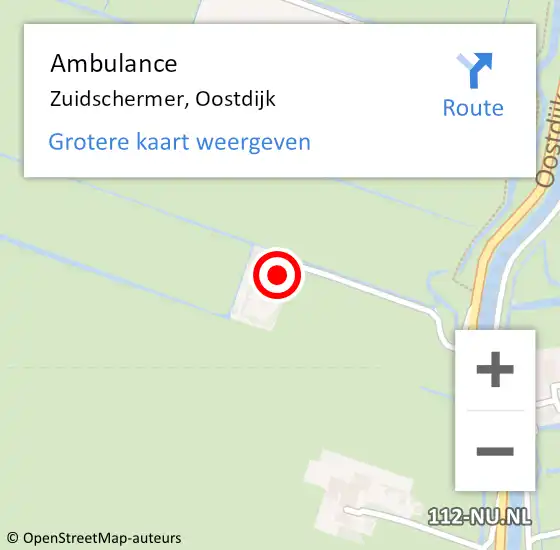 Locatie op kaart van de 112 melding: Ambulance Zuidschermer, Oostdijk op 20 maart 2017 07:49