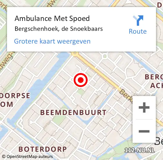 Locatie op kaart van de 112 melding: Ambulance Met Spoed Naar Bergschenhoek, de Snoekbaars op 20 maart 2017 08:03