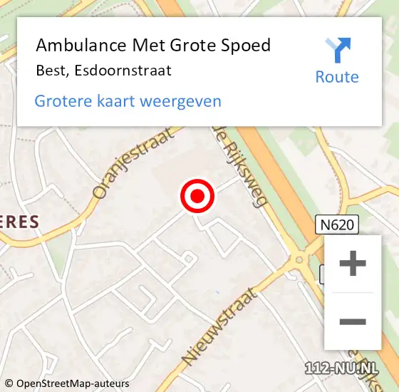 Locatie op kaart van de 112 melding: Ambulance Met Grote Spoed Naar Best, Esdoornstraat op 20 maart 2017 08:10